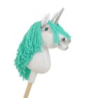 Hobby Horse Jednorożec na kiju mały biały, grzywa miętowa i srebrny róg