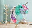 Hobby Horse Jednorożec na kiju mały miętowy z kolorową grzywą i srebrnym rogiem