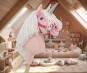 Hobby Horse Jednorożec na kiju mały różowy z białą grzywą i srebrnym rogiem