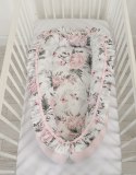 Kokon niemowlęcy kojec otulacz Premium z falbanką - Romantic peonies