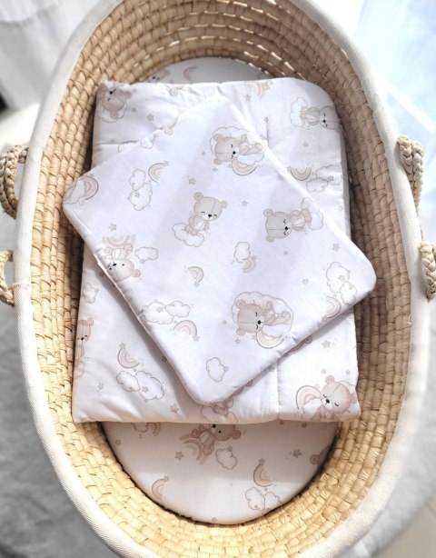 Komplet pościeli dla niemowląt z wypełnieniem 2-cz 75x100cm NEWBORN - beżowy miś z tęczą Komplet pościeli dla niemowląt z wypełnieniem 2-cz 75x100cm NEWBORN - beżowy miś z tęczą