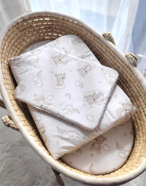 Komplet pościeli dla niemowląt z wypełnieniem 2-cz 75x100cm NEWBORN - beżowy miś z tęczą Komplet pościeli dla niemowląt z wypełnieniem 2-cz 75x100cm NEWBORN - beżowy miś z tęczą