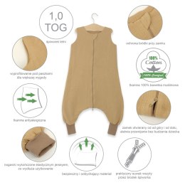 Muślinowy śpiworek dla dzieci z nogawkami XL 2-4 lata letni TOG 1.0 - róż retro