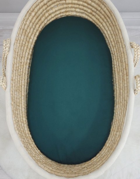 Prześcieradło bawełniane do kosza Mojżesza Boho wózka gondoli 75x35 cm - butelkowa zieleń Prześcieradło bawełniane do kosza Mojżesza Boho wózka gondoli 75x35 cm - butelkowa zieleń