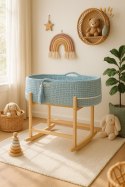 Kosz Mojżesza BOHO Handmade z kołyską - misty blue