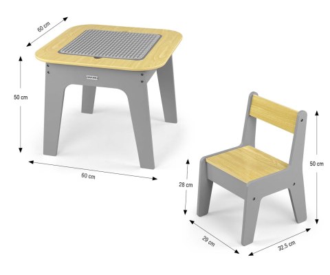 Milly Mally Zestaw mebli Olaf Blocks - Stolik i dwa krzesełka Dark Grey Milly Mally Zestaw mebli Olaf Blocks - Stolik i dwa krzesełka Dark Grey