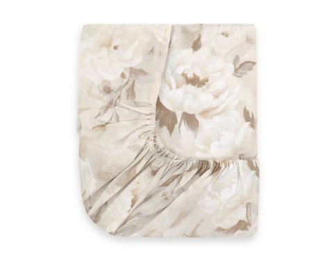 Prześcieradło bawełniane z gumką do łóżeczka 120x60 cm - peonies beige Prześcieradło bawełniane z gumką do łóżeczka 120x60 cm - peonies beige