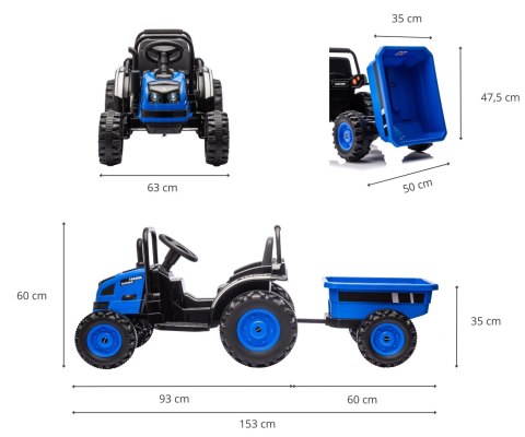 Milly Mally Pojazd na akumulator Traktor z przyczepą Farmer Blue Milly Mally Pojazd na akumulator Traktor z przyczepą Farmer Blue