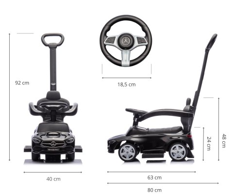 Milly Mally Pojazd z rączką MERCEDES C-Class Black Milly Mally Pojazd z rączką MERCEDES C-Class Black