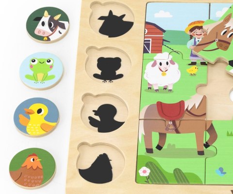 Viga 44741 Zestaw puzzli na podkładce - dopasuj cienie - farma Viga 44741 Zestaw puzzli na podkładce - dopasuj cienie - farma