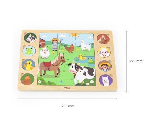 Viga 44741 Zestaw puzzli na podkładce - dopasuj cienie - farma Viga 44741 Zestaw puzzli na podkładce - dopasuj cienie - farma