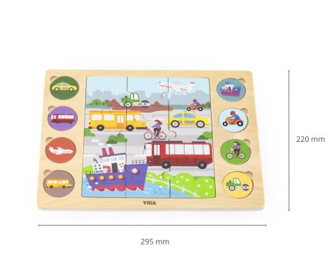 Viga 44742 Zestaw puzzli na podkładce- dopasuj cienie - środki transportu Viga 44742 Zestaw puzzli na podkładce- dopasuj cienie - środki transportu