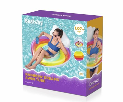 Bestway 43647 Koło do pływania z oparciem Tęcza 1.07m Bestway 43647 Koło do pływania z oparciem Tęcza 1.07m
