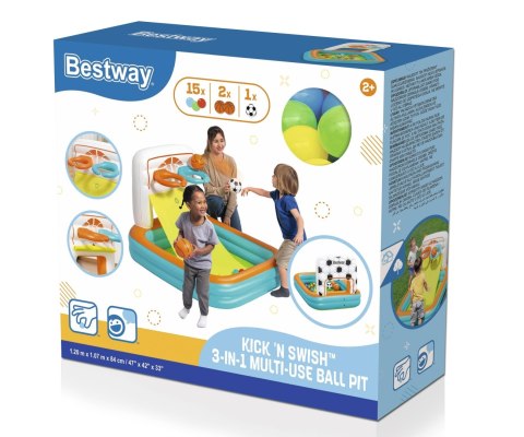 Bestway 52728 Basen dmuchany wielofunkcyjny z piłeczkami Koszykówka Piłeczki i Piłka nożna 1.20m x 1 Bestway 52728 Basen dmuchany wielofunkcyjny z piłeczkami Koszykówka Piłeczki i Piłka nożna 1.20m x 1
