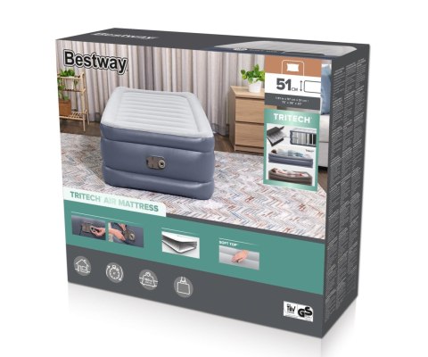 Bestway 6713G Materac dmuchany turystyczny z wbudowaną pompą powietrza Tritech Twin 1.91m x 0.97m x Bestway 6713G Materac dmuchany turystyczny z wbudowaną pompą powietrza Tritech Twin 1.91m x 0.97m x