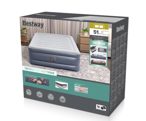 Bestway 6713I Materac dmuchany turystyczny z wbudowaną pompą powietrza Tritech Queen 2.03m x 1.52m x Bestway 6713I Materac dmuchany turystyczny z wbudowaną pompą powietrza Tritech Queen 2.03m x 1.52m x