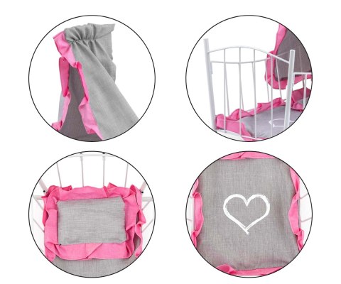 Milly Mally Łóżeczko-Kołyska dla lalek Lily z baldachimem Prestige Pink Milly Mally Łóżeczko-Kołyska dla lalek Lily z baldachimem Prestige Pink