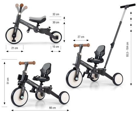 Milly Mally Rowerek 5w1 Optimus Max Dark Grey Milly Mally Rowerek 5w1 Optimus Max Dark Grey